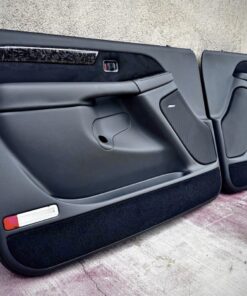 Custom black door panels with black suede and forged carbon fiber trim Fits 03 to 06 Tahoe Silverado Suburban Sierra Avalanche Escalade Yukon